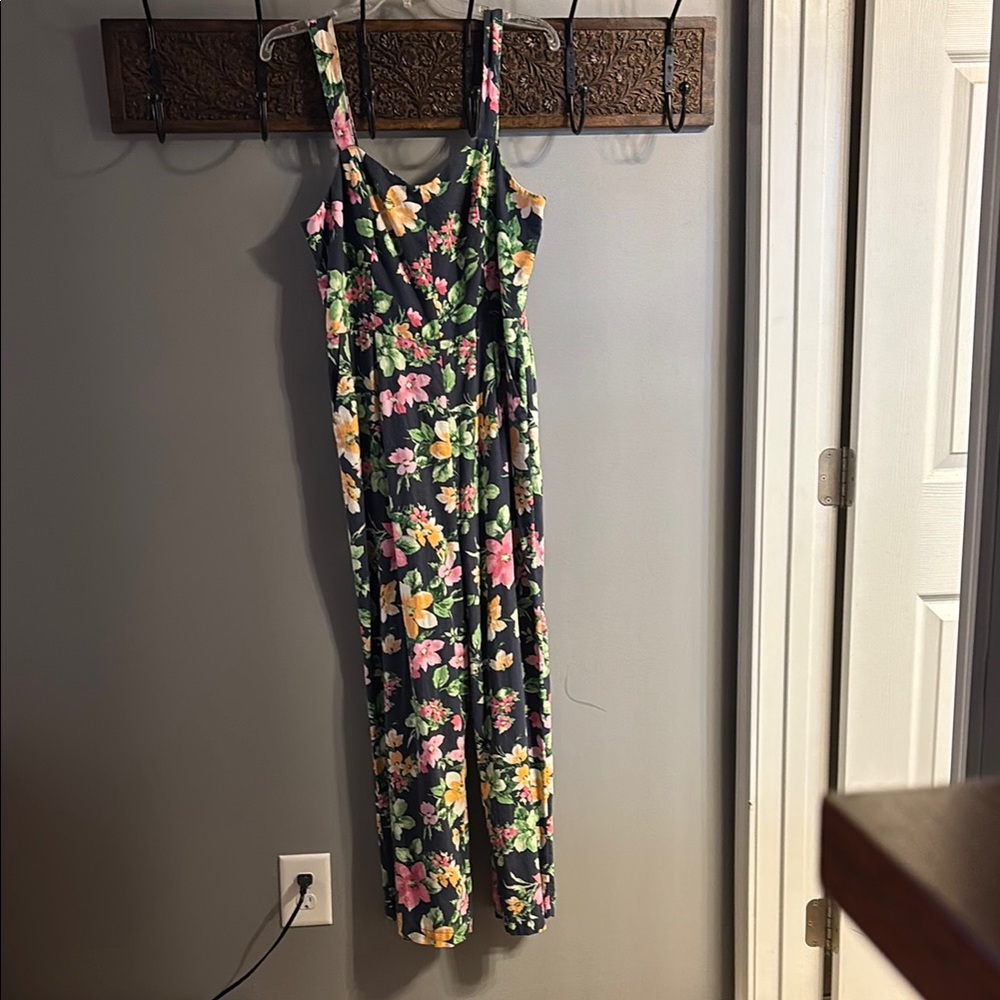 Old Navy Floral Jumpsuit - Black, Pink, Yellow, Green